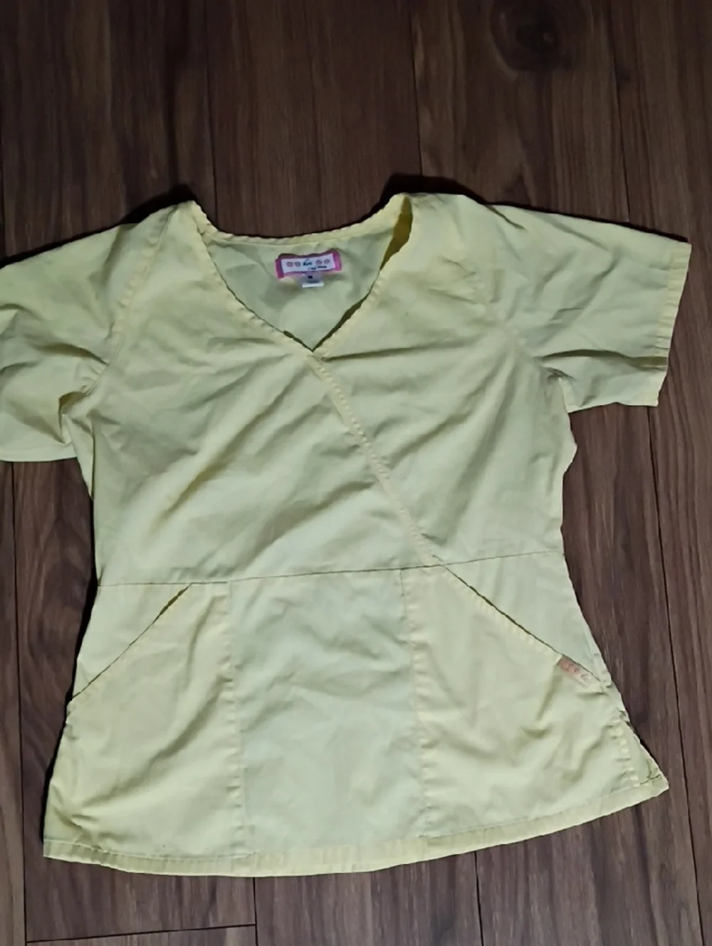koi Light Yellow Wrap-Style Scrub Top - Picture 1 of 4